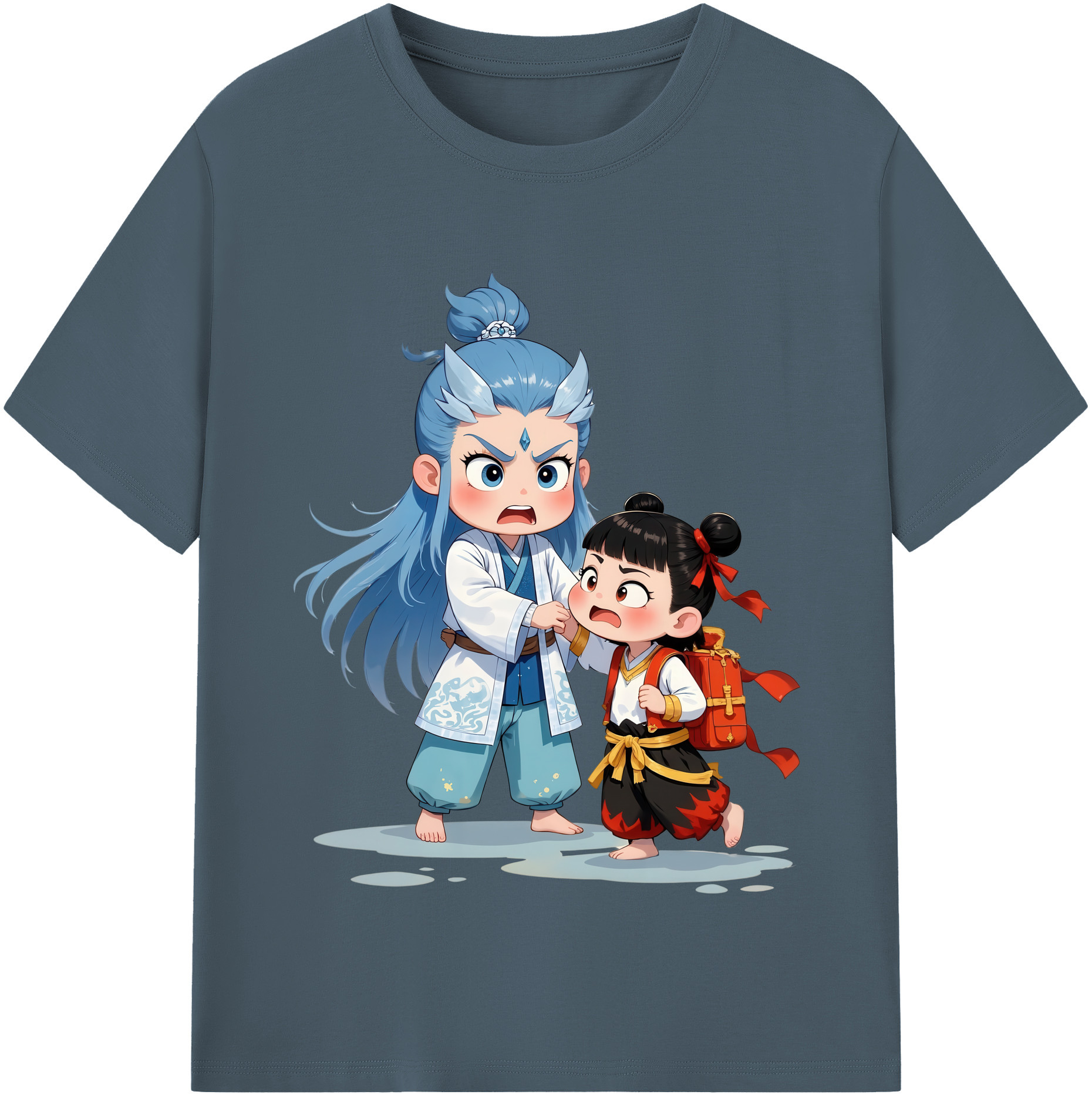 （画像用） Ne Zha 2 ナタ 魔童の大暴れ 綿100％半袖Tシャツ（フロントプリント）